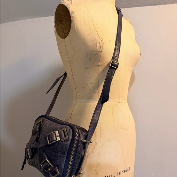 Schuler & Sons Elegant Navy Crossbody Bag with Buckle Details